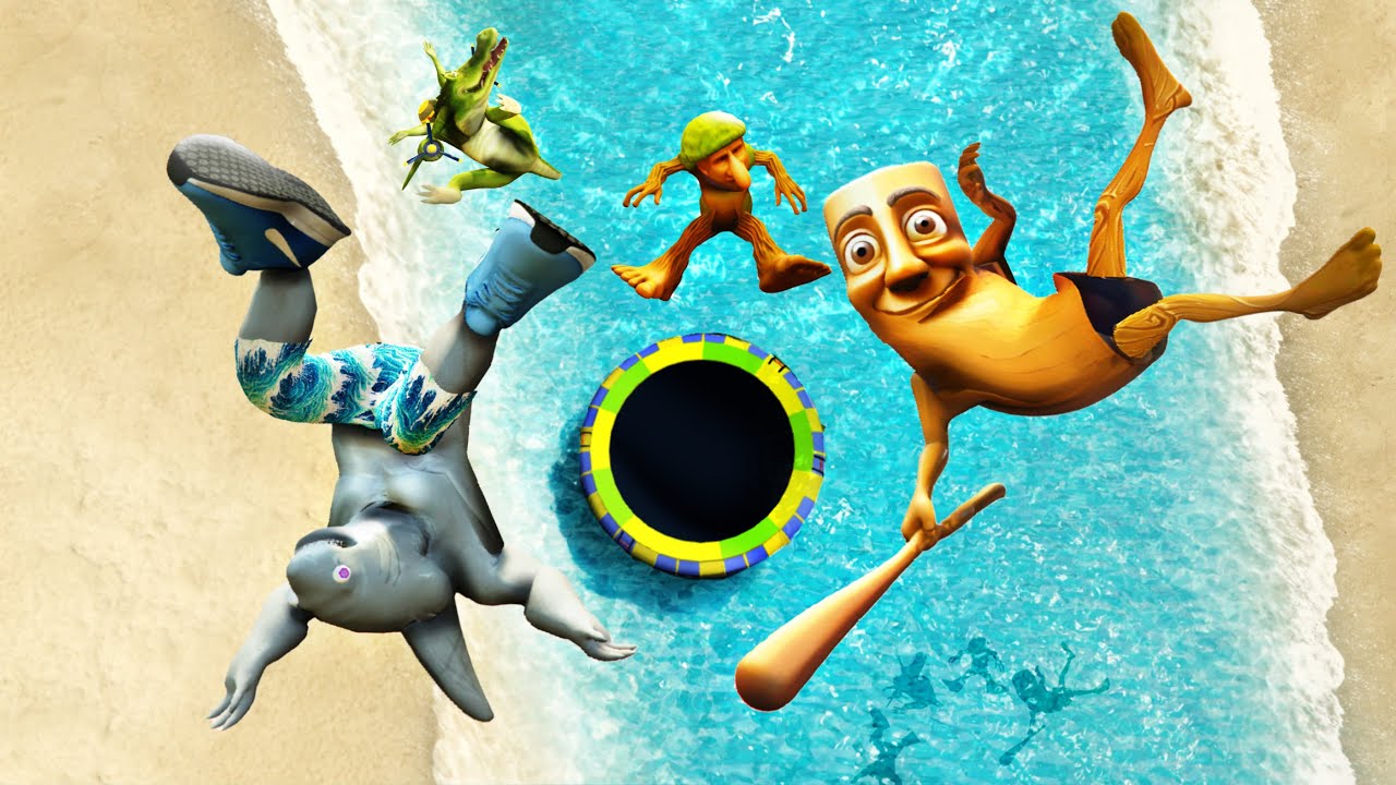 GTA 5 Tralalelo Tralala and Italian Brainrot Memes Gang Water Trampoline Jumping