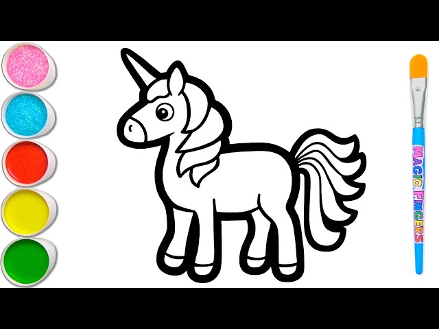 Unicorn with Rainbow Drawing, Painting and Coloring for Kids