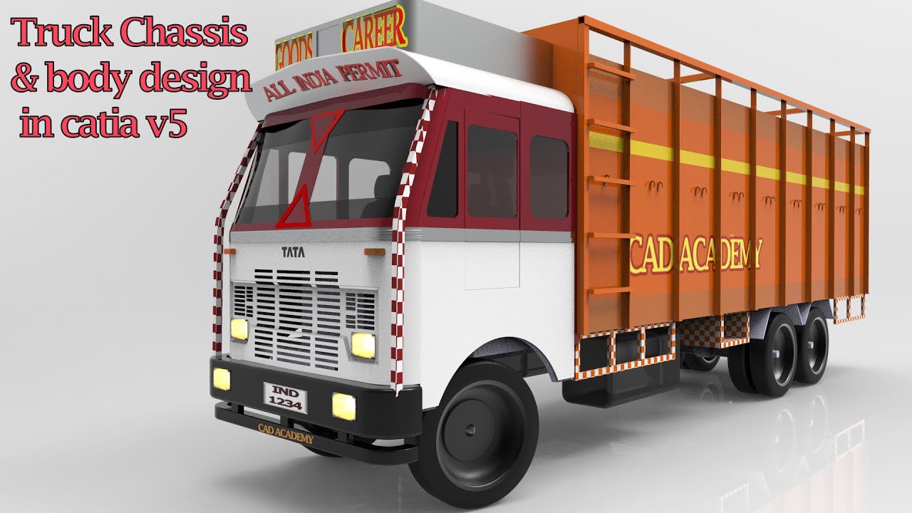 Tata truck chassis and body design in Catia v5 #truck #body #design #