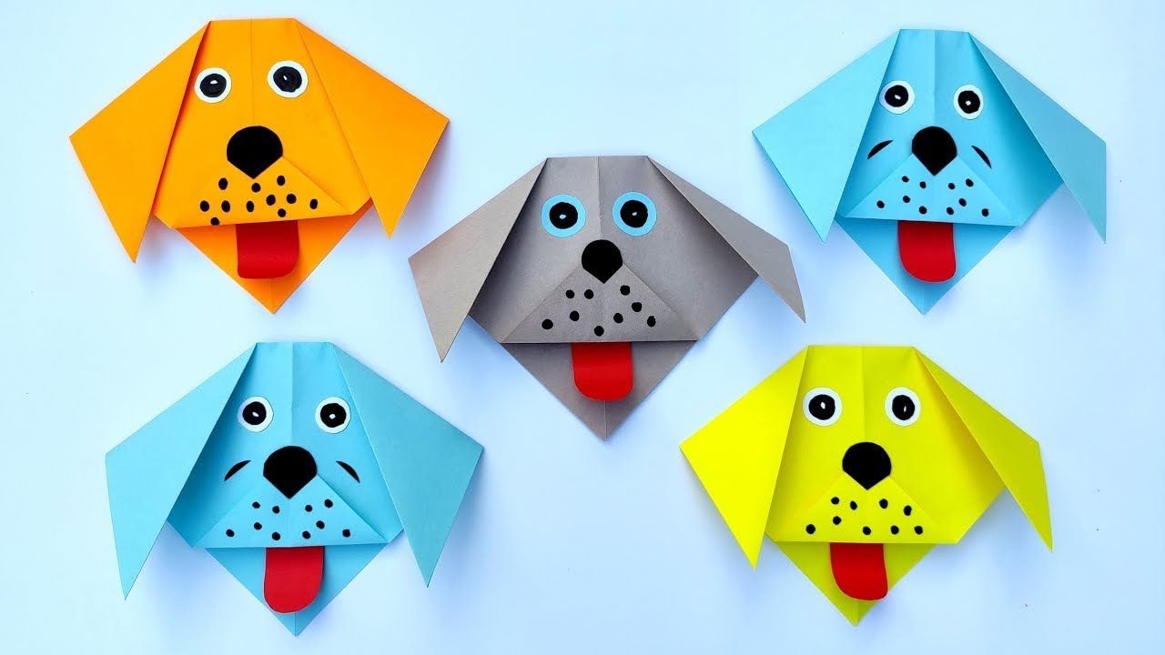 How to make a Paper Dog Tutorial Paper Puppy Crafts Easy Origami