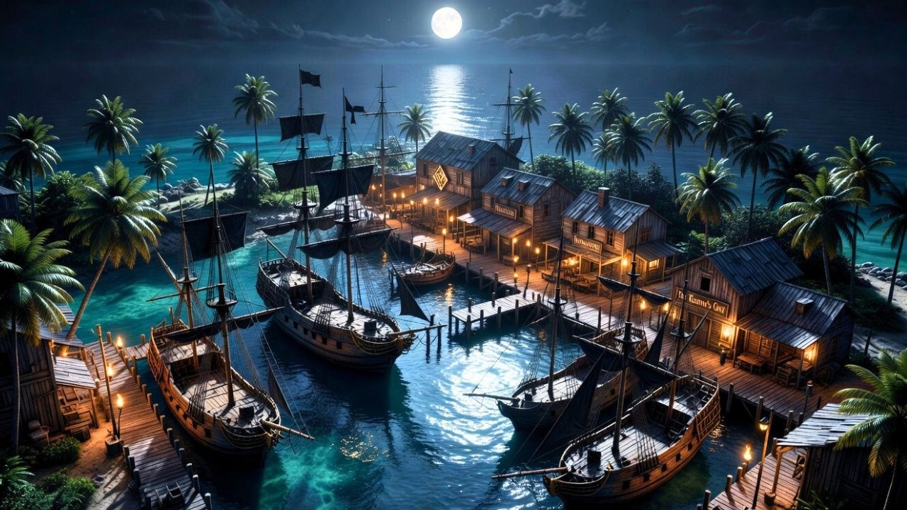 Best Traditional Caribbean Music | Pirate Port Ambience & Tropical Sea Sounds | 1 Hour