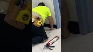 Installation of a rubber 4”baseboard