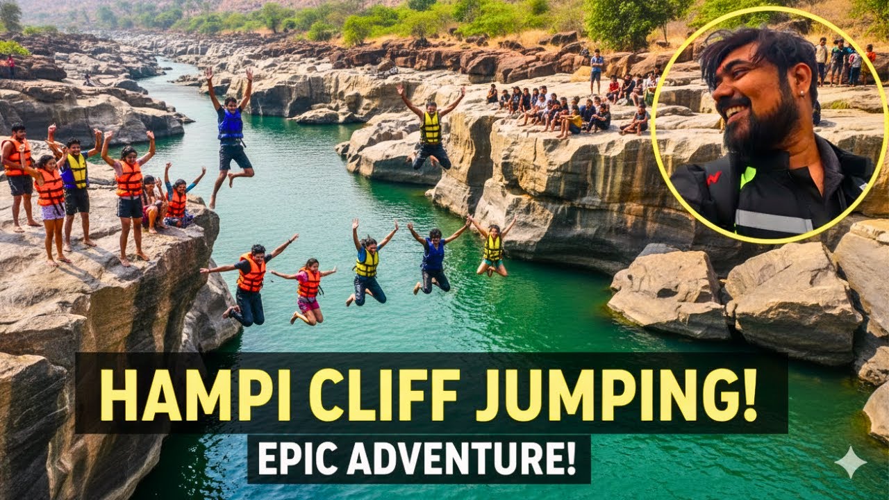 Прыжки со скалы на озере Санапур в Хампи | Приключения в Хампи | Не пропустите прыжки со скалы в ...