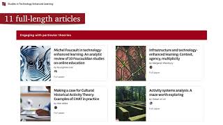 Studies in Technology Enhanced Learning issue 1.1 overview