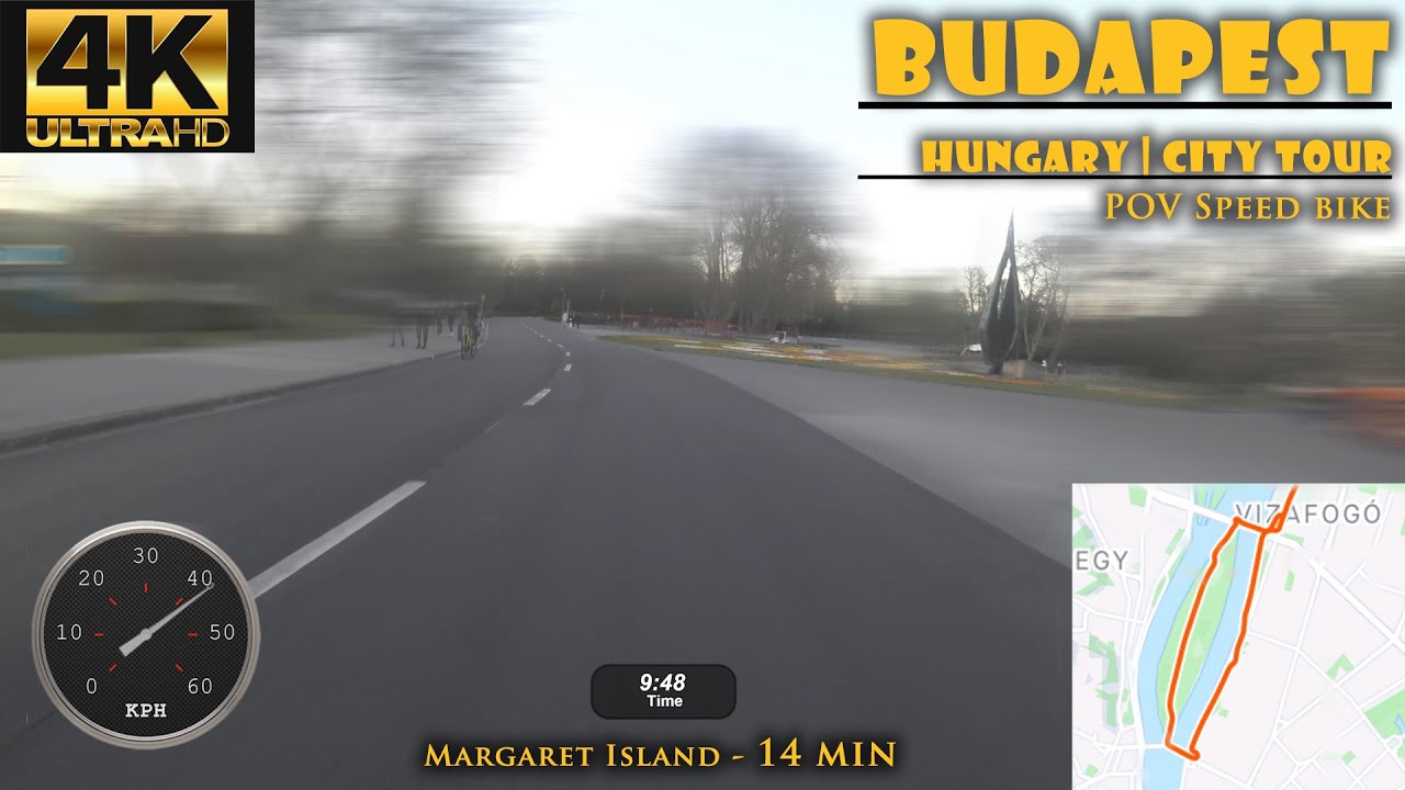 4K | CYCLING THROUGH THE STREETS OF BUDAPEST | Margaret Island - POV speed bike -14 min