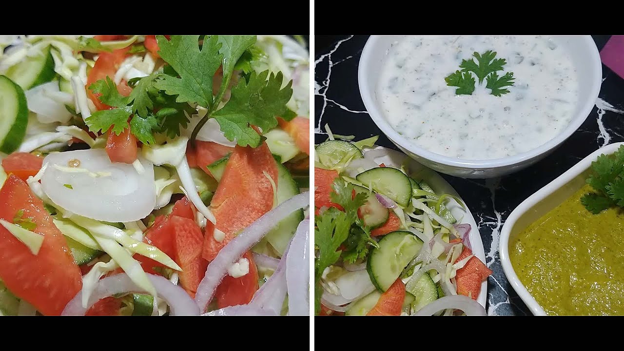 Dawat said dish | Salad | Raita | Veg Salad & Raita & Chatni Recipe by ...