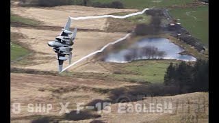 8 Ship Of Usaf F-15 Eagles Low Level In Mach Loop!!