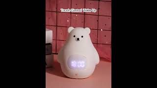 Lampka nocna Miś 3 kolory led zegar z budzikiem.