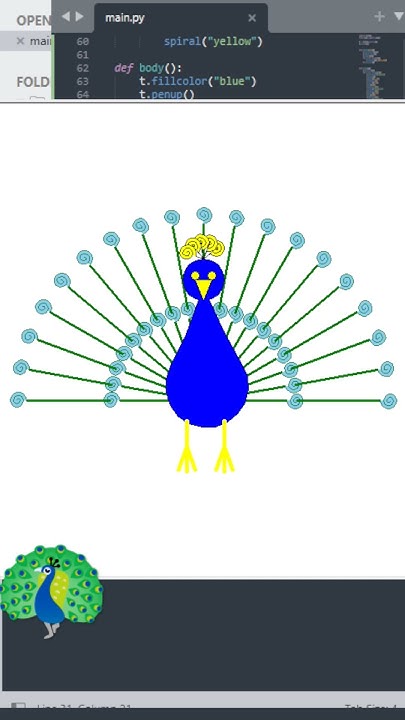 Python turtle: Peacock made with python turtle. - YouTube