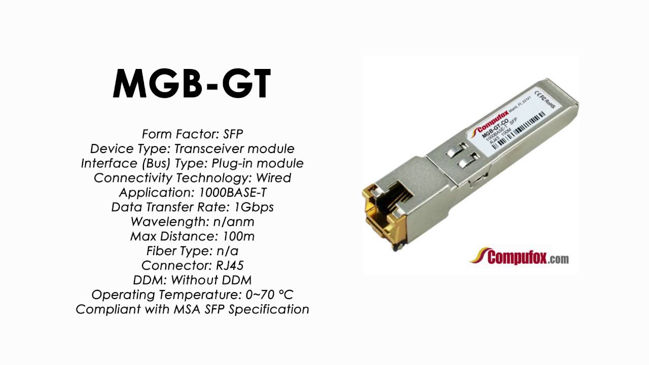 MGB-GT | Planet Compatible 1000Base-T RJ-45 100m SFP - YouTube
