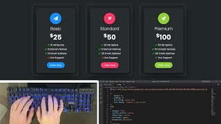 ASMR Programming - Neumorphic Pricing Cards UI Design using HTML CSS - No Talking