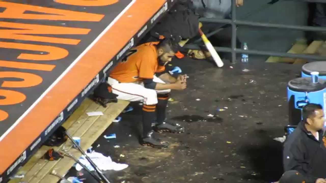 Sergio Romo gets the hook after a blown save.