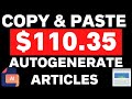 Make Money $110.35 Copy And Paste Articles Using Ai [Make Money Online Fast 2020]