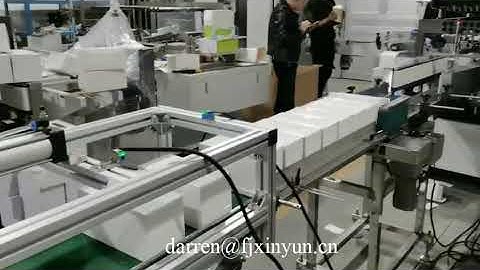Automatic facial tissue paper carton box shrink wrapping machine