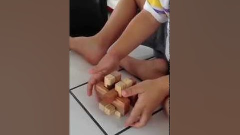 Wooden Cross Burr Puzzle #2 Solution A :: Solved by 4 Yr Old