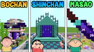Minecraft nether portal build challenge 😱🔥 | shinchan vs bo vs masao 😂 | shinchan minecraft | funny