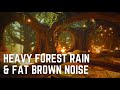 Heavy forest rain and fat brown noise  12 hours  black screen  no midway ads