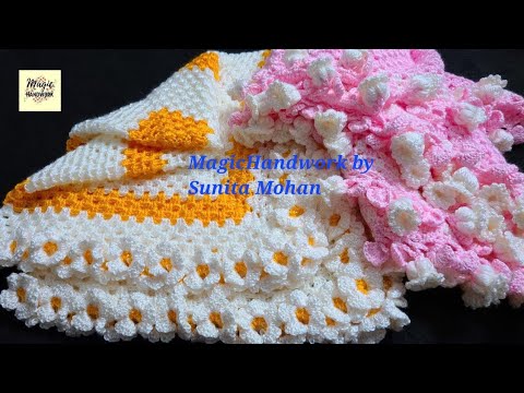 🌼Flower baby blanket, How To Crochet Baby Blanket, Shawl Pattern, Square Tablecover, Square