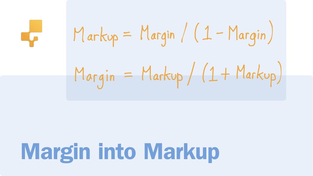 Margin Vs Markup Chart