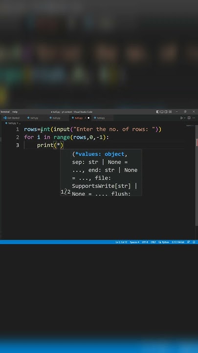 How to print reverse pyramid in python using for loop - YouTube