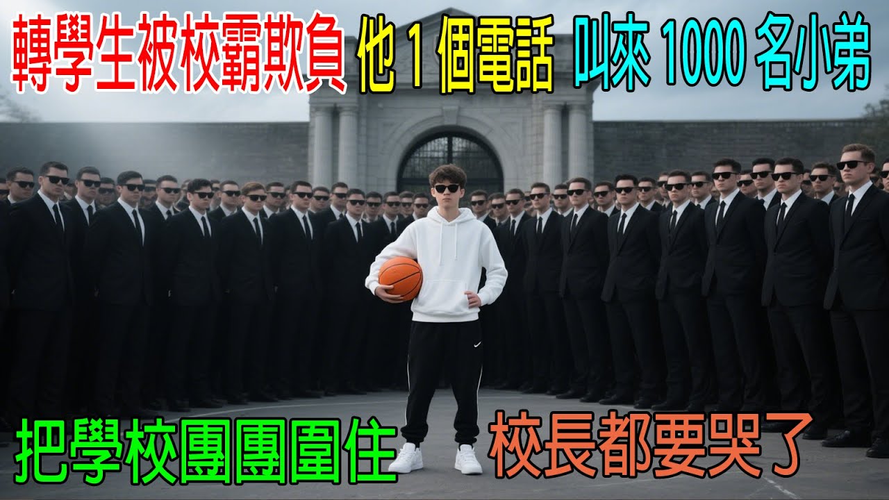 轉學生被校霸欺負，他1個電話，叫來1000名小弟，把學校團團圍住，原來轉學生是頂級大佬，校長都要哭了- YouTube