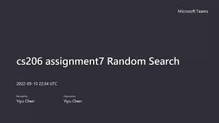 cs206 assignment7 Random Search