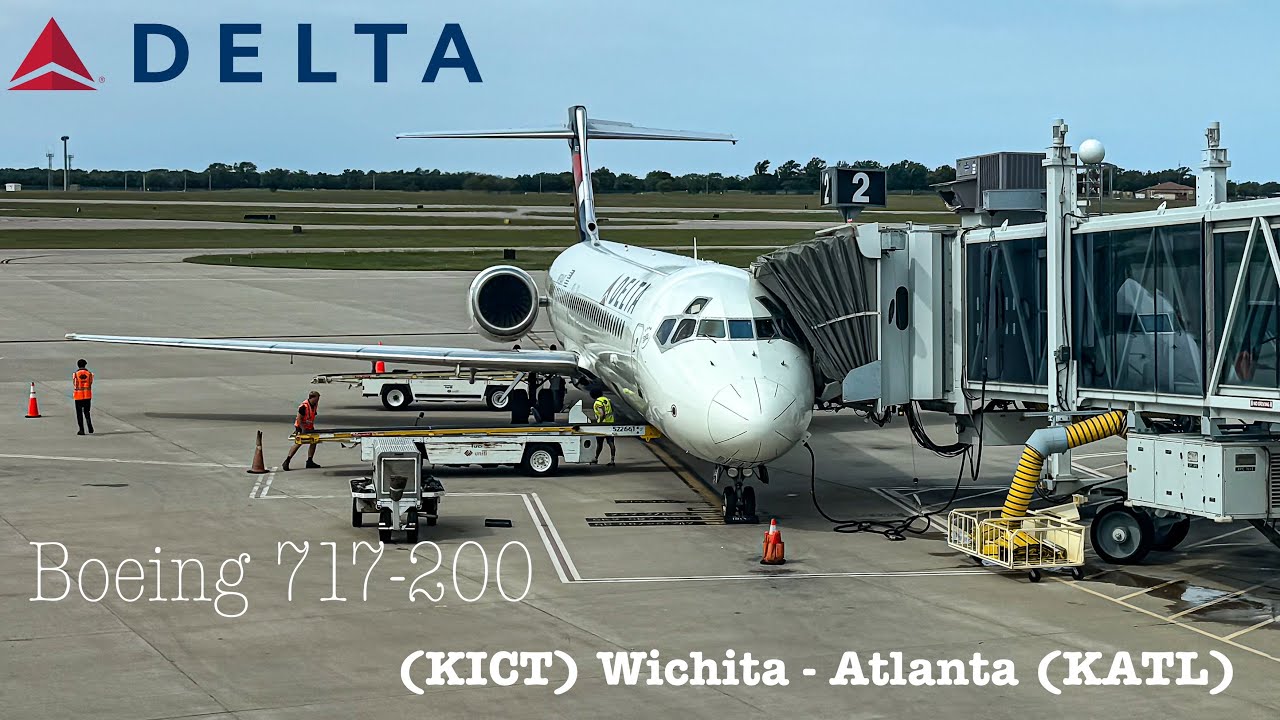 Отчёт о поездке в формате 4K: Delta Airlines (основной салон) Boeing 717-200 (ICT) Уичито — Атлан...