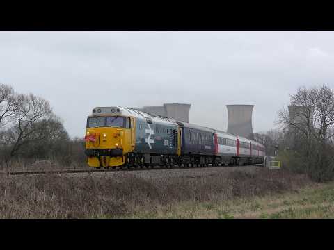 50049 'Defiance' hauls the East Lancashire Railway through Willington