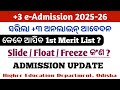 What is Slide,Float, Freeze in +3 Admission 2025, 1st Merit List Expected Date ?