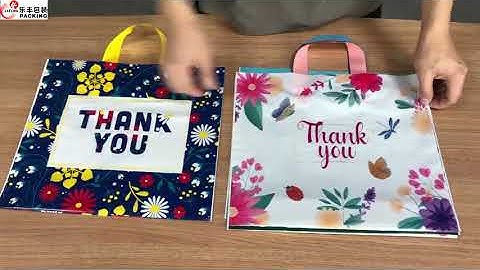 Custom Durable Reusable Degradable Pe Thank You Shopping Plastic Bag Soft Loop Handle With Own Logo