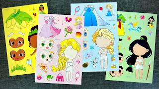 [🌸Paper DIY🌸] Ultimate Disney Princess Sticker Book 👑 Elsa, Rapunzel, Tiana, Mulan & Snow White