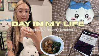 productive day in my life as a library grad student | healthy cooking, studying & chatting