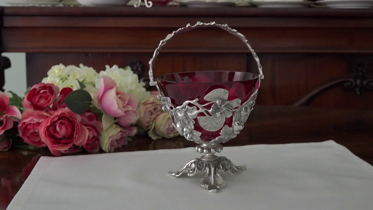 【英国】ピアスのバスケット / フルーツスタンド【シルバープレート】 シルバー ビスケット バスケット 三角