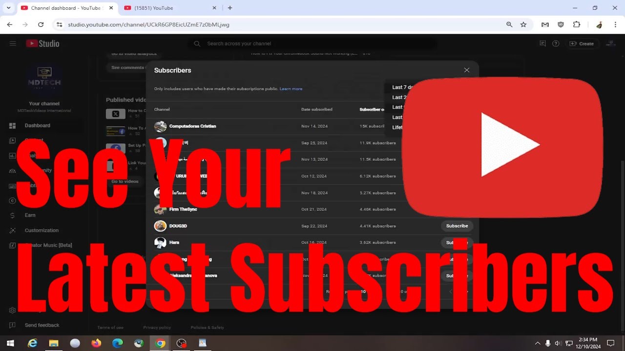 How To See Your Latest Subscribers On YouTube [Tutorial] - YouTube
