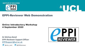 Introduction to EPPI-Reviewer Web - Webinar - 4 September 2020