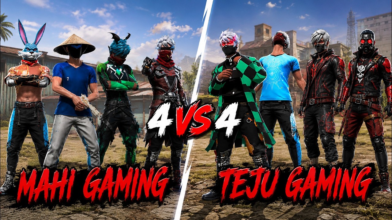 Mahi gaming VS Teju Gaming 4vs4 Custom Match☠️ #freefire #4v4 #garenafreefire #mahigaming #trending
