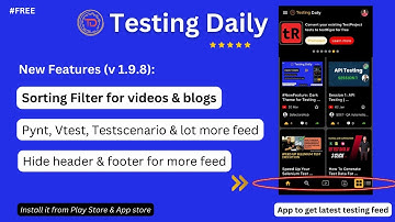#TestingDaily #NewFeatures - Sorting Filter for Videos & Blogs | Feed from Pynt, VTest, Testscenario