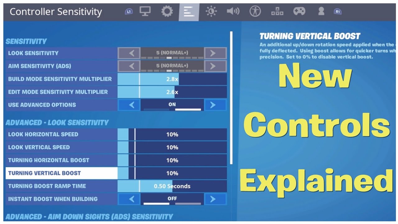 Fortnite New Controller Settings Sensitivity Options! (Advanced Options Gameplay) 10.40 Update