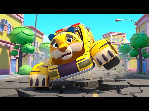 The Tiger Police Car and the Elephant Firefighter help the Ambulance! Rescue Vehicle Team