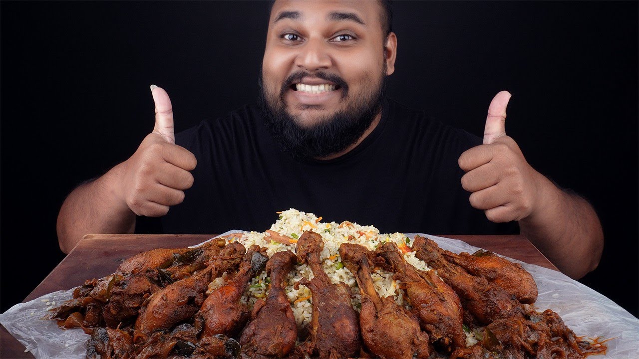 chicken prawn sausage egg mix delicious fried rice chicken drumstick curry | sri lankan food | chama