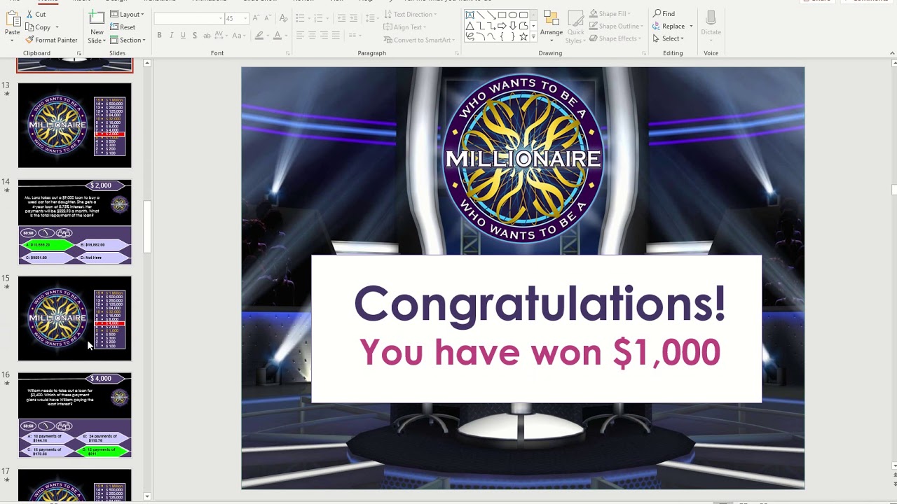 Who Wants To Be A Millionaire Powerpoint Template