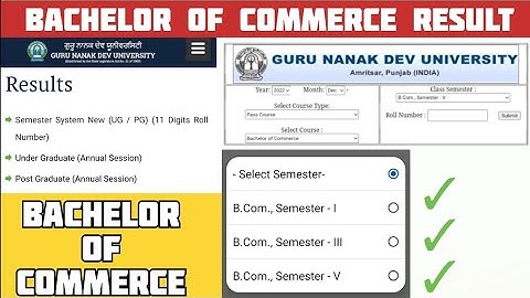 Bachelor of Commerce Result || Gndu BCom Result 2023 || Gndu Odd Semester Exams Result