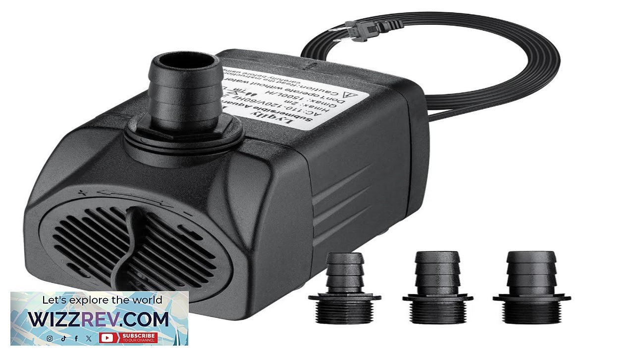 400GPH Ultra Quiet 1500L H 25W Submersible Water Pump with 6.6ft High Lift