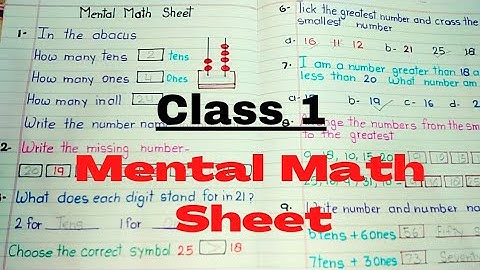 Mental Math Sheet For Class 1 | Math worksheet for class 1