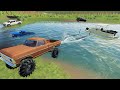 Police ruin camping and boating on the lake | Farming Simulator 19 camping and mudding