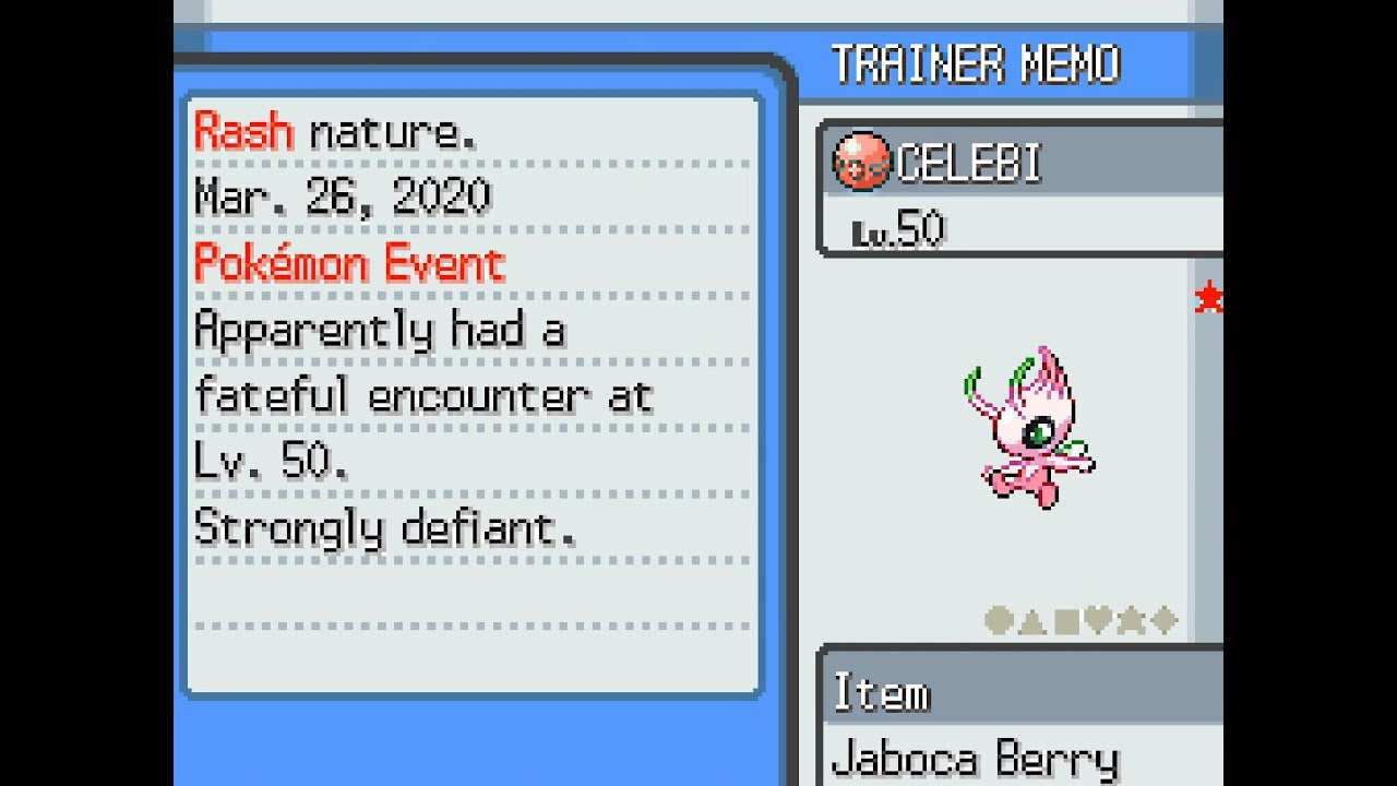 Live Shiny Celebi In Heart Gold After 13 753 Sr Hgbq 19 Youtube