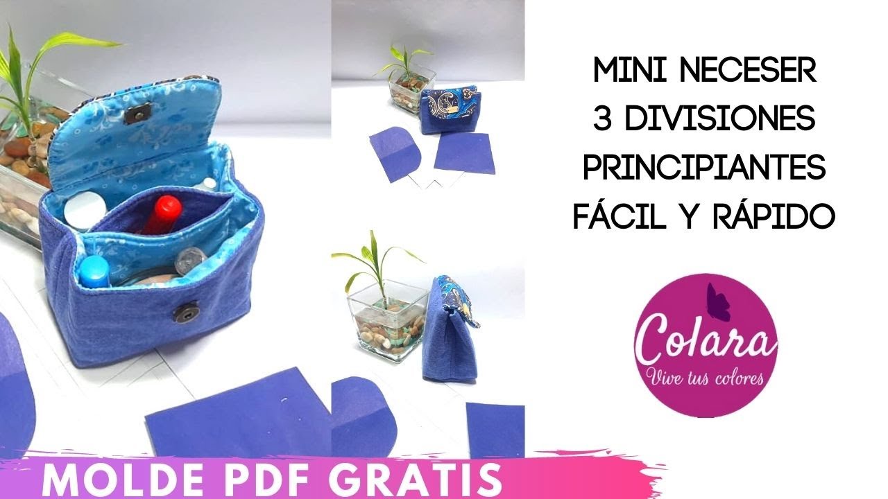 Mini neceser con 3 divisiones principiantes / Neceser multipurpose + Molde  PDF FREE Gratis ✂️ 