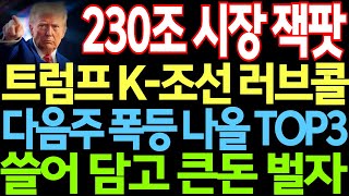 230조 시장 잭팟 트럼프 K-조선 러브콜 다음주 폭등 나올 TOP3 쓸어 담고 큰돈 벌자 조선관련주 조선대장주 트럼프수혜주 feat. 디에스경제뉴스 광수 목표가