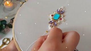 beads embroidery for dress |beadwork | تنبات الجوهر بلاصت السفيفة او الراندة للجلابة أو القفطان