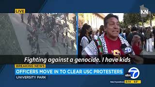 Father goes to support daughter protesting genocide @ USC in Los Angeles